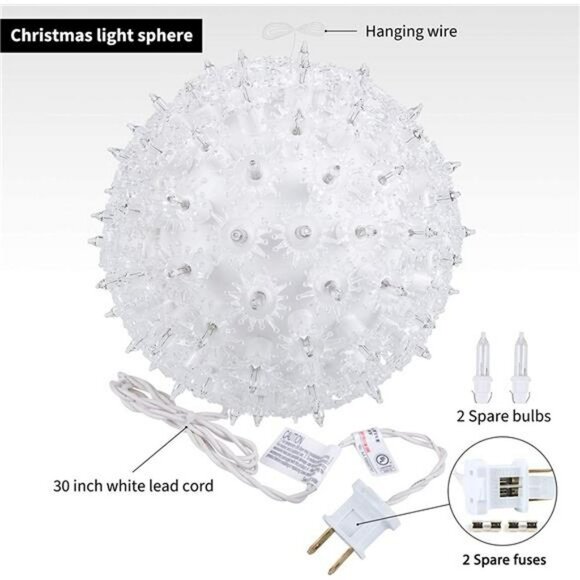 6” Christmas Starlight Sphere Outdoor Clear Lighted Ball Hanging Lights - Picture 7 of 7